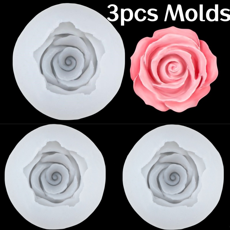 Soap Making Kit Amazon - 3Plaster mold set，Romantic Rose Silicone Mold，Suitable
